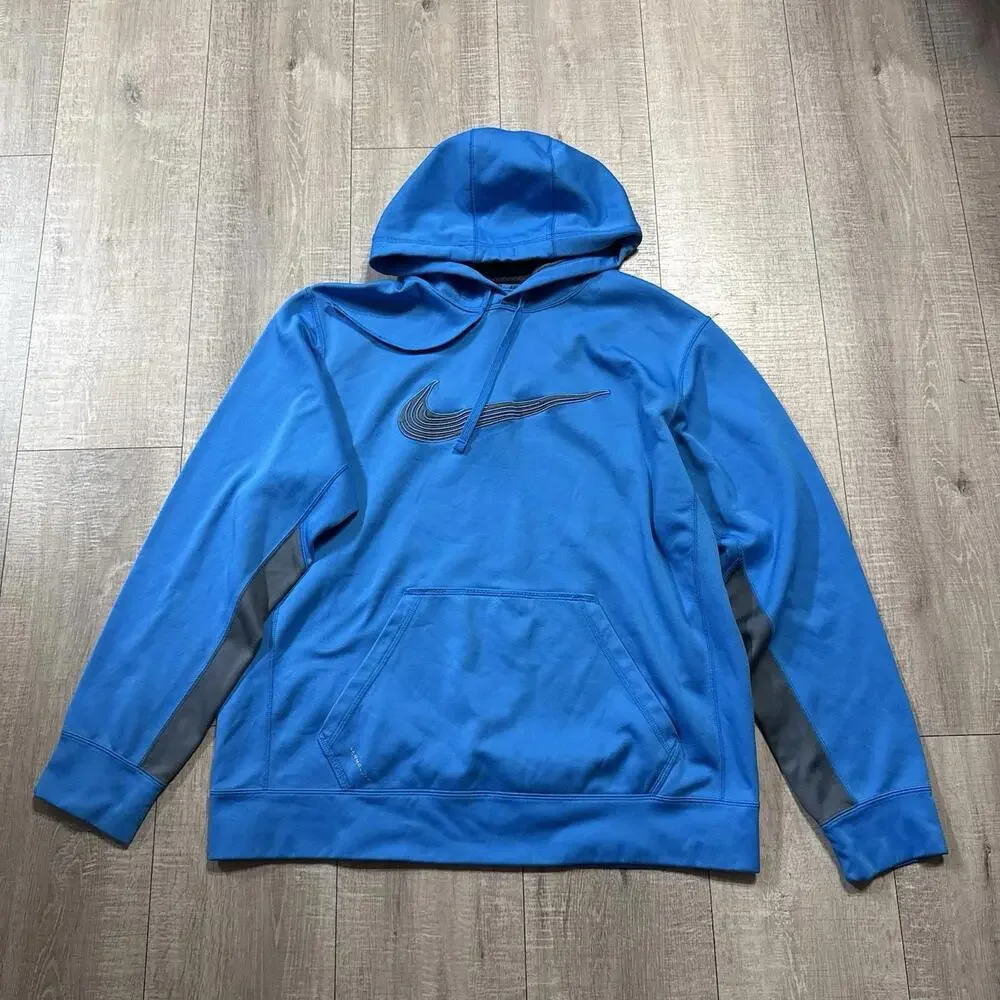 Nike Therma Fit Pullover Hoodie Knockout Annihilator Blue Swoosh  586289 404 Men